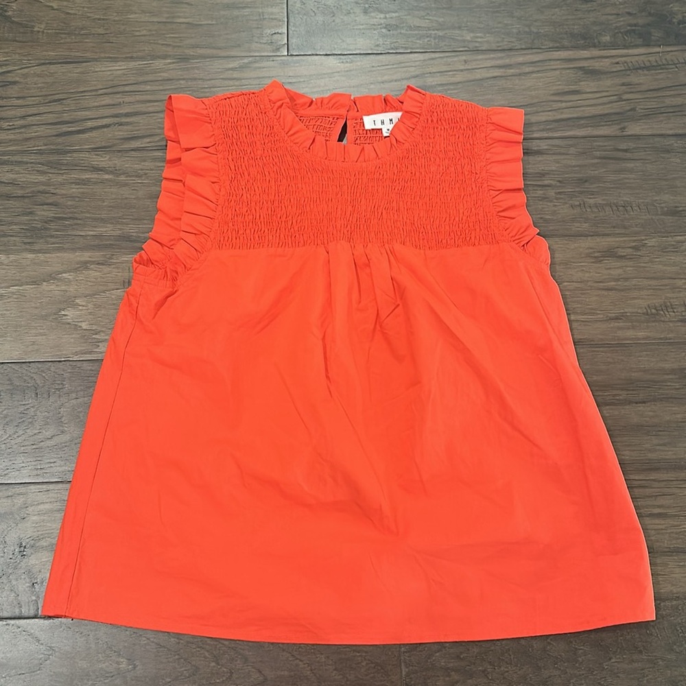 THML Orange Smocked Top Sz M - Picture 4 of 8